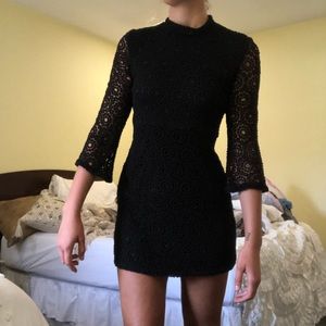 urban outfitters black lace high neck dress
